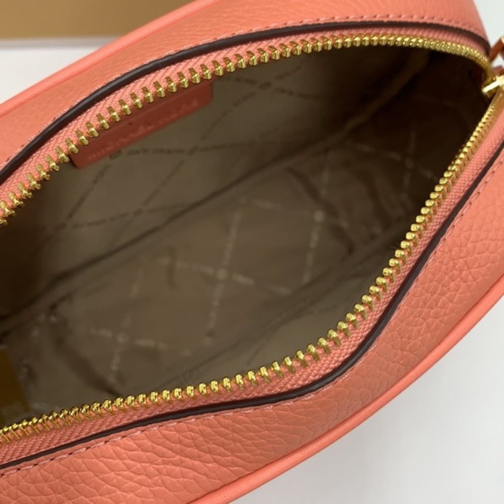 MICHAEL KORS Jet Set Medium Embossed Pebbled Leather Crossbody Bag Sherbert - Picture 9 of 16